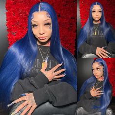 PRODUCT FEATURES Hair Material: 100% Virgin Human Hair, 10A Grade, No Really Shedding, No Tangle, No Bad Smell.Hair Color: Blue (Different light, may have a little chromatic aberration)Wig Density:150%/180%/200% DensityHair Length: 10-30inch are available Cap Size: Average Size (Head circumference: 54cm-58cm)Lace Net: 13*4 Inch lace, Pre-plucked with Baby Hair, Natural Hairline SHIPPING & RETURNS& SERVICES Shipping: Your wig will be shipped with in 24-48 hours, we know you are eager to get it, w Blue Wigs For Black Women, Blue Wigs, Smell Hair, Brazilian Hair Wigs, Blue Wig, Curly Hair Wig, Bad Smell, Wig Stand, Lace Frontal Wigs