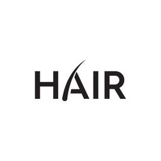 the word hair written in black on a white background