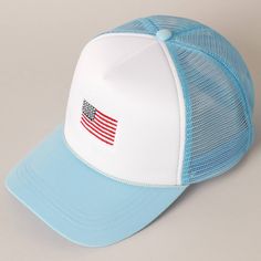 American Flag Embroidered 2-Tone Foam Trucker Hat - American Flag Embroidered Design - 2 Panel Trucker Hat - 100% Polyester - Relaxed Fit and Pre-Curved Visor - Snap Closure *One Size Fits All - Adjustable strap makes fit comfortable* American Flag Hat, Flag Hat, Online Clothing Boutiques, City Style, Embroidered Design, Fourth Of July, Boutique Clothing, One Size Fits All, Snap Closure