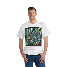 Dive into the vivid world of 'Urban Jungle Fusion,' where the raw energy of city graffiti meets the serene beauty of nature. This unisex t-shirt is a canvas of contrasts, featuring a vibrant blend of neon greens, electric blues, and hot pinks. Bold, stylish graffiti strokes dance amidst lush tropical motifs, including detailed leaves, vibrant flowers, and exotic birds. The design encapsulates a unique fusion of urban artistry and natural splendor, making it a perfect pick for those who love to s Artistic Cotton Shirt For Streetwear, Artistic Relaxed Fit T-shirt For Streetwear, Artistic Graphic Design Shirt For Streetwear, Artistic Graphic Shirt For Streetwear, Artistic Summer T-shirt For Streetwear, Artistic Summer Streetwear T-shirt, Graffiti Print Graphic Tee For Artistic Expression, Graphic Tee With Graffiti Print For Artistic Expression, Artistic Cotton T-shirt With Graffiti Print