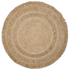 a round rug made out of jute on a white background