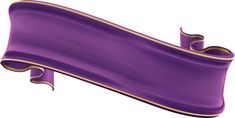 a purple ribbon with gold trim is hanging from the side on a white background,