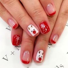 Fake Acrylic Nails, Xmas Nail Art, Short Fake Nails, Nagel Tips, Manicure Tips, French Tip Acrylic Nails, Fake Nails With Glue, Stick On Nails, Xmas Nails