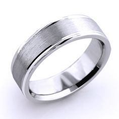 men's wedding band with brushed finish in white gold