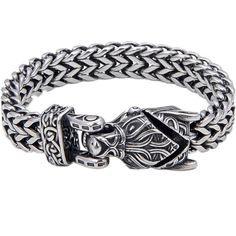 PRICES MAY VARY. Material & Length: Wolf bracelet is making by 316L stainless steel, no harmful for people. Stainless steel is resistant to scratching and it will retain it's beauty for years. Bracelet size is inside length: 19cm, 21cm, 23cm. Wolf head bracelet: The Viking jewellery of each totem of Norse mythology has a different meaning. Viking wolf head bracelet not only embodies destructive power but also independence, loyalty, wildness, and family-orientation. Wolf's heads represent protect Norse Wolf, Wolf Bracelet, Nordic Jewelry, Viking Jewellery, Viking Wolf, Different Meaning, Viking Bracelet, Packing Jewelry, Wolf Head