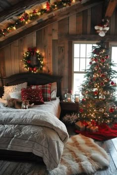 Cabin Christmas Decorations, Cozy Christmas Bedroom Aesthetic, Christmas Aesthetics