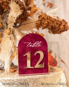 velvet table numbers and decor Fall Maroon Wedding, Red And Beige Wedding, Velvet Wedding Table, Arched Table Numbers, Glamour Wedding Decor, Table Number Acrylic, Mirror Table Numbers, Guest Book Table Decor, Arch Table Numbers