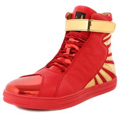 PRICES MAY VARY. Leather-upper:The high top casual boot is crafted with the quality leather that gives the shoe classic look and elegant finish, the leather ensure comforty and durability.Bright and gold surface makes the back of these high top sneakers unique. Double Shoelace:In addition to round toe laces, this high top sneaker is also designed with Velcro. You can easily put on and take off your casual shoes by unfastening the Velcro laces without unfastening the round laces. Of course, the p Boots For Man, Amun Ra, Sneakers High Top, Sauna Suit, High Top Sneaker, Star Shoes, Boot Brands, High Top Shoes, Casual Boots