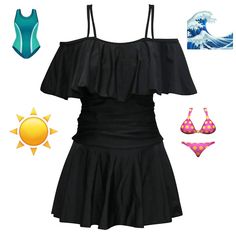 Women's One Piece Flounce Swimsuit Off Shoulder Bathing Suit Tummy Control Swimdress(Fba) Chinlon/Spandex Swimsuit Fabric;Hand Wash Cold; Speed Dry; Lined; Molded Black Stretch Tankini With Ruffles, Black Stretch Ruffle Tankini, Black Ruffled Stretch Tankini, Black One-piece Tankini For Spring, Off-shoulder Black Swimwear For Beach Season, Black Off-shoulder Swimwear For Beach Season, Off-shoulder Black Swimwear For Beach, Black Off-shoulder Swimwear For Beach, Chic Black Tankini For Spring