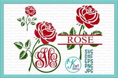 roses with monogrammed letters and the word rose