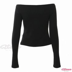 Off-Shoulder High-Elasticity Knit Top with Denim Patch Design Casual Ribbed Off-shoulder Top For Fall, Fitted Off-shoulder Sweater, Fitted Black Off-shoulder Top For Fall, Casual Off-shoulder Ribbed Top, Casual Off-shoulder Winter Tops, Stretch Long Sleeve Casual Off-shoulder Top, Casual Stretch Long Sleeve Off-shoulder Top, Trendy Stretch Off-shoulder Top For Fall, Solid Casual Off-shoulder Top For Spring