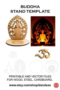 the buddha stand template is designed to look like it has been cut out from paper