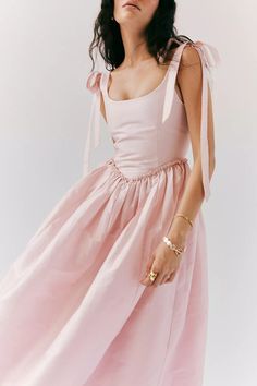 Louise New York Marie Dress | Free People Pink Black Tie Dress, Pink Dress With Tights, Rocco Revival, Soft Pink Outfits, Pink Wedding Guest Dress, Cosette Dress, Pink Matching Set, Wedding Dress Pink, Soft Pink Dress