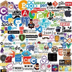 many different logos are arranged in the shape of an apple computer logo, and there is no image to describe