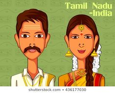 Similar Images, Stock Photos & Vectors of Vector design of Tamil Couple in traditional costume of Tamil Nadu, India - 436177030 | Shutterstock Bride Fashion Illustration, Vector Portrait Illustration, Elephant Illustration, Dress Illustration