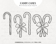 candy canes with bows on them are drawn in the shape of letters and numbers