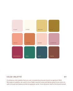 the color palette is shown in different shades