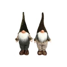 two gnomes are standing next to each other