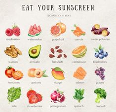 Eat your sunscreen foods Ways To Eat Healthy, Healthy Hormones, Food Health Benefits, Power Foods, Beauty Foods, Healing Food, Holistic Nutrition, Health Is Wealth, Health Facts