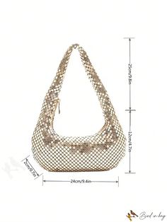 BirdinBag - Chic Small Gold Hobo Bag: Ideal Bridal Purse for Weddings, Proms & Parties Crescent Bag, Bridal Purse, Gold Bag, Evening Purse, Inch Bag, Underarm Bag, Word Wrap, Satchel Bag, Prom Party