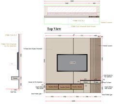 the top view and bottom view of a building with measurements for each window, including an opening