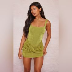 New With Tags Bought To Wear To My Tini Bit Older Party But A Little Toooo Short For Me I’m 5’7” Green Hoco Dresses, Square Neck Bodycon Dress, Neck Bodycon Dress, Hoco Dresses, Square Neck, Colorful Dresses, Knot, Bodycon Dress, Twist