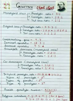 a piece of paper with writing on it that says genetic's check sheet