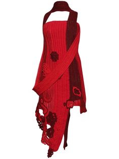 Find MAYSHA Esha Mini Dress on Editorialist. bright red cotton crochet knit slip-on style square neck sleeveless floral appliqué asymmetric hem Backless Knit Dress, Insane Fashion, Artsy Clothes, Dream Wishlist, Kpop Fits, Mini Dress Red, Artsy Outfit, Fashion Moodboard, Red Cocktail Dress