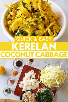 the ingredients to make kerelan coconut cabbage salad