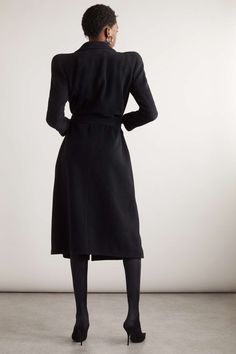 BALENCIAGA Belted cashmere-blend coat | NET-A-PORTER Black Long Sleeve Wool Coat With Concealed Fastening, Black Evening Outerwear With Concealed Placket, Classic Evening Outerwear With Concealed Front Fastening, Tailored Wool Coat For Evening In Fall, Black Outerwear With Structured Boning And Lapel Collar, Belted Long Outerwear For Formal Occasions, Belted Long Formal Outerwear, Long Belted Outerwear For Formal Occasions, Black Structured Boning Outerwear For Evening