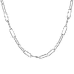 Ethically handcrafted in Italian sterling silver, this paperclip chain necklace has the right amount of shine and glam. Simple yet elegant, this Italian silver paperclip chain is the perfect piece to wear solo or to pair with other layered pieces. Bold and trendy, what makes this necklace unique and special is that its gender neutral. Whether you layer up or wear it solo, you are sure to make a bold statement with this popular necklace. This simple yet sophisticated luxury paperclip necklace cra Elegant Silver Paperclip Bracelet, Formal Silver Paperclip Bracelet With Cable Chain, Formal Silver Paperclip Chain Bracelet, Classic Silver Chain Link Paperclip Bracelet, Silver Paperclip Bracelet With Rectangular Links For Formal Occasions, Classic White Gold Paperclip Chain Necklace, Everyday White Gold Paperclip Chain Necklace, Silver Link Paperclip Bracelet With Chunky Chain, Elegant Sterling Silver Paperclip Chain Necklace