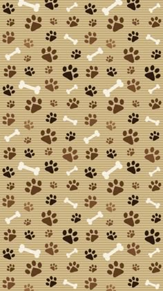 a dog paw and bone pattern on tan background