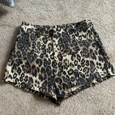 Cheetah Denim Shorts Super Comfy, Never Worn (Only Tried On) High Waist Leopard Print Bottoms For Day Out, Leopard Print Cotton Shorts For Summer, Summer Leopard Print Cotton Shorts, Trendy High Rise Leopard Print Bottoms, Trendy High-rise Leopard Print Bottoms, Stretch Leopard Print Cotton Bottoms, Stretch Cotton Leopard Print Bottoms, Trendy Leopard Print Shorts For Spring, Casual Leopard Print Bottoms For Day Out