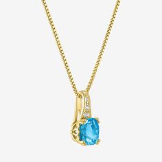 Features: Quick ShipJewelry Closure: Spring Ring ClaspSetting: ProngStone Cut: CushionStone Millimeter Measurement: 7 Mm Length, 7 Mm WidthMetal Color: YellowChain Length: 18 InchChain Gauge: 040Pendant Length: 14.5mmPendant Width: 7.1mmChain Construction: BoxCare: Wipe CleanStone Type: 5 Lab Created Sapphire, 1 Genuine Blue TopazAuthenticity: Genuine StoneBirthstone: December BirthstoneMetal: 14k Gold Over SilverNecklace Type: Pendant NecklacesCountry of Origin: Imported Classic Round Necklace With Accent Stones, Classic Round Necklaces With Accent Stones, Yellow Gold Pendant Jewelry With Accent Stones, Elegant Gold Necklace With Accent Stones, Elegant Gold Necklaces With Accent Stones, Yellow Gold Oval Necklace With Accent Stones, Elegant Birthstone Necklace With Accent Stones As Gift, Oval Yellow Gold Necklace With Accent Stones, 14k Gold Necklaces With Accent Stones For Formal Occasions