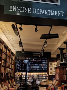 an english department bookstore with books on the shelves