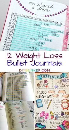 Get all your layout ideas for your new weight loss bullet journal here! Whether you are looking for weekly planner pages, quotes pages or tracker ideas, these spread ideas are great for inspo! #bulletjournal #bujo #bulletjournalideas Training Journal, Goals Bullet Journal, Tracker Ideas, Health Journal, Diet Vegetarian, Journal Ideas Pages, Bullet Journal Layout, Journal Layout, Diy Planner