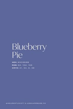 the blueberry pie menu is shown in white on a blue background with an orange slice