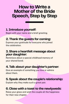 the steps to write a mother of the bride speech