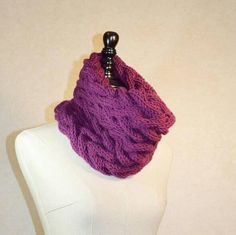 Chunky Knit Cowl Scarf, Cable Wrap in Plum, Women's Loop Scarf, Snood Cowl Cozy Cable Knit Knitting Pattern, Cozy Cable Knit Pattern, Winter Knitting Pattern In Purple Knit Fabrication, Winter Knitting Pattern In Purple, Winter Cable Knit Pattern One Size, Cozy Knitting Pattern One Size, Cozy Acrylic Knitting Pattern, Chunky Knit Acrylic Knitting Pattern For Cold Weather, Cold Weather Acrylic Chunky Knit Pattern