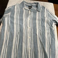 This Shirt Is Really Cool With A Heavy Material But It’s Too Big For Me. I Should Have Returned It But Waited Too Long. Never Worn. This Would Be Good For Somebody 250 -320 Lbs. And 6’ +. Casual Striped Short Sleeve Shirt In Relaxed Fit, Casual Striped Short Sleeve Shirt Relaxed Fit, Casual Striped Short Sleeve Collared Shirt, Casual Striped Collared Short Sleeve Shirt, Striped Cotton Camp Shirt For Vacation, Casual Striped Short Sleeve Shirt For Spring, Striped Cotton Vacation Shirt, Casual Striped Camp Shirt For Vacation, Casual Striped Button-up Short Sleeve Shirt