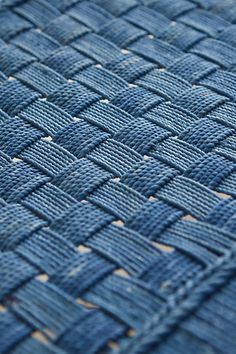 close up view of blue woven material