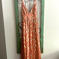 Altar’d State Maxi Dress Nwot Size Small Gorgeous Dress Fully Lined Ties To Shoulder With Tassels To Ends Orange Lined V-neck Dress, Orange V-neck Lined Dress, Orange Sleeveless Sundress For Party, Orange Lined Dress For Vacation, Orange Lined Summer Dress, Orange Sleeveless Dress For Holiday, Spring Orange Lined Maxi Dress, Spring Holiday Orange Maxi Dress, Orange Long Dress For Vacation