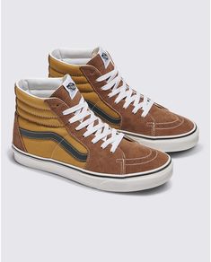 Sk8-Hi Canvas Suede Shoe Brown Vans, Leather Vans, Vans Store, Academia Clothes, Preppy Academia, Skate Shoe, High Top Vans, Ankle Support, Sk8 Hi