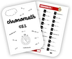 two notebooks with the words chonomath and an image of a clock