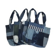 "We rework sustainably sourced denim scraps into giant patchworks, these Tote Bags are one of the various pieces we make from those patchworks. We line them with secondhand cotton velvet that you can choose the colour of under \"Secondary Colour\". The bags come with an inner zip pocket to keep important items secure and easy to find. They are a little larger than most tote bags so they can fit most Laptops and are super comfortable on the shoulder, unlike most totes. We also cross stitch the ha Denim Blue Patchwork Bag For Everyday Use, Everyday Denim Blue Patchwork Bag, Denim Patchwork Bag For Everyday Use, Denim Patchwork Tote Bag, Quilted Tote Bags Diy, Upcycled Tote, Recycled Jeans Bag, Denim Scraps, Patchwork Tote Bags