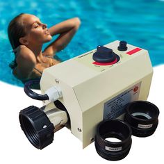 a woman swimming in a pool with an automatic pump