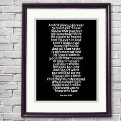 a framed black and white poster with the words i love you