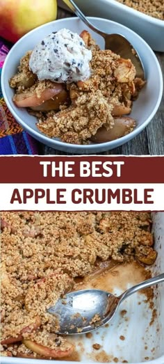 the best apple crumble is made with fresh apples and topped with an oatmeal