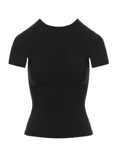 BLACK|0 Athleisure Fitted Crew Neck T-shirt, Fitted Black Athleisure T-shirt, Snug Fit Crew Neck T-shirt Athleisure, Snug Fit Crew Neck Athleisure T-shirt, Athleisure Snug Fit Crew Neck T-shirt, Seamless Snug Fit Short Sleeve Top, Athleisure Stretch Crew Neck Short Sleeve Top, Sporty Fitted Crew Neck Short Sleeve Top, Stretch Crew Neck Short Sleeve Top For Athleisure