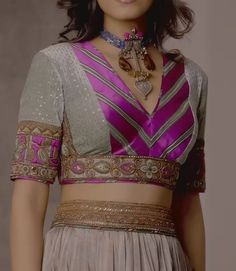 Rajasthani Style Blouse, Designs Of Blouses For Lehnga, Multi Color Blouse Designs, Navratri Blouse Ideas, Sari Blouse Designs Latest, Banarsi Blouse Design, Sabyasachi Blouse, Ikat Blouse Designs, Blouse Designs High Neck